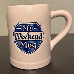Hallmark MY WEEKEND MUG Beer Stein ~ Gray Stoneware ~ Embossed